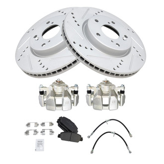 TRQ® - Performance Ceramic Front Brake Kit with Calipers and Hoses