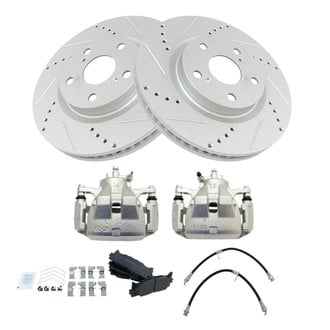 TRQ® - Performance Semi-Metallic Brake Kit with Calipers and Hoses