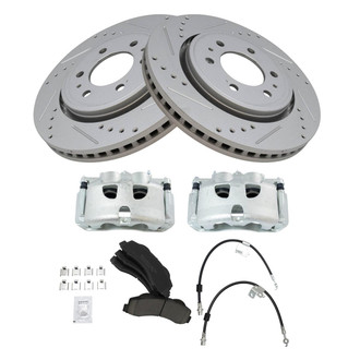 TRQ® - Performance Ceramic Front Brake Kit with Calipers and Hoses