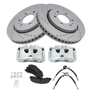 TRQ® - Performance Semi-Metallic Brake Kit with Calipers and Hoses