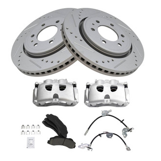 TRQ® - Performance Ceramic Front Brake Kit with Calipers and Hoses