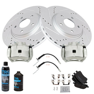 TRQ® - Performance Ceramic Front Brake Kit with Calipers and Hoses