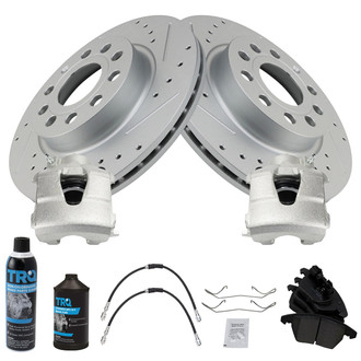 TRQ® - Performance Ceramic Front Brake Kit with Calipers and Hoses