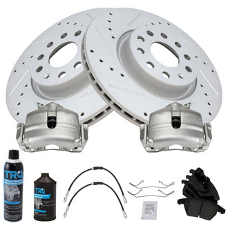 TRQ® - Performance Ceramic Front Brake Kit with Calipers and Hoses