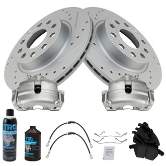 TRQ® - Performance Ceramic Front Brake Kit with Calipers and Hoses