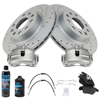 TRQ® - Performance Semi-Metallic Front Brake Kit with Calipers and Hoses