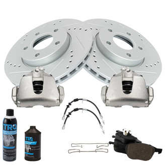 TRQ® - Performance Ceramic Front Brake Kit with Calipers and Hoses