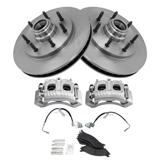 TRQ® - Front Disc Brake Kit with Semi-Metallic Pads, Calipers and Hoses