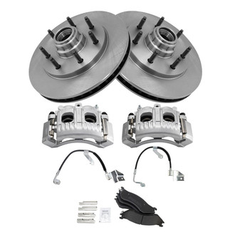 TRQ® - Front Disc Brake Kit with Semi-Metallic Pads, Calipers and Hoses