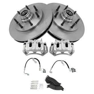 TRQ® - Front Disc Brake Kit with Semi-Metallic Pads, Calipers and Hoses