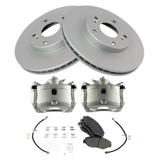 TRQ® - Front Disc Brake Kit with Semi-Metallic Pads, Calipers and Hoses