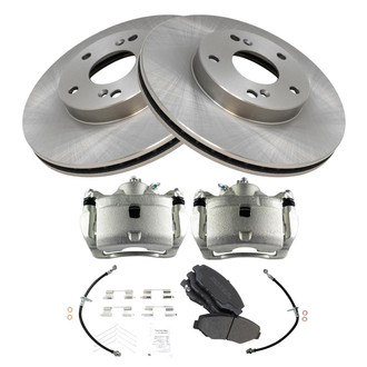 TRQ® - Front Disc Brake Kit with Semi-Metallic Pads, Calipers and Hoses