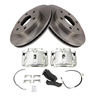 TRQ® - Front Disc Brake Kit with Semi-Metallic Pads, Calipers and Hoses