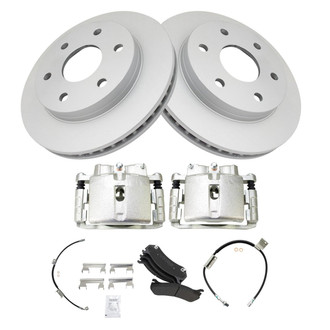 TRQ® - Front Disc Brake Kit with Semi-Metallic Pads, Calipers and Hoses