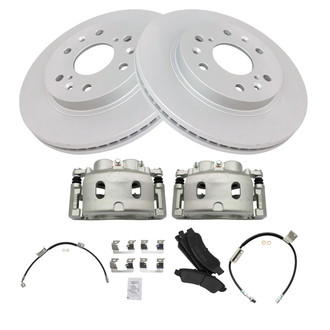 TRQ® - Front Disc Brake Kit with Semi-Metallic Pads, Calipers and Hoses