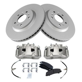 TRQ® - Front Disc Brake Kit with Semi-Metallic Pads, Calipers and Hoses