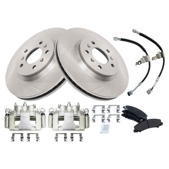 TRQ® - Front Disc Brake Kit with Semi-Metallic Pads, Calipers and Hoses