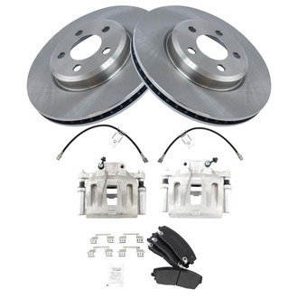 TRQ® - Front Disc Brake Kit with Semi-Metallic Pads, Calipers and Hoses