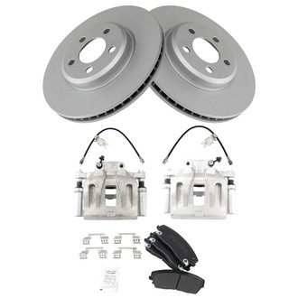 TRQ® - Front Disc Brake Kit with Semi-Metallic Pads, Calipers and Hoses