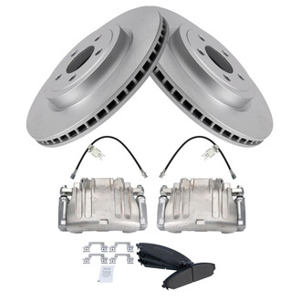 TRQ® - Front Disc Brake Kit with Semi-Metallic Pads, Calipers and Hoses