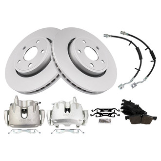 TRQ® - Front Disc Brake Kit with Semi-Metallic Pads, Calipers and Hoses