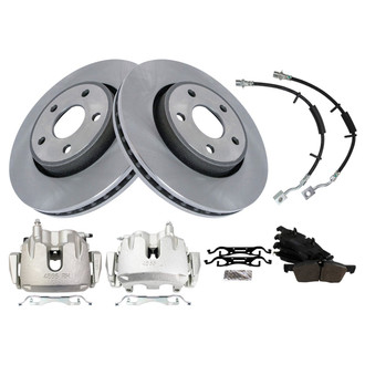 TRQ® - Front Disc Brake Kit with Semi-Metallic Pads, Calipers and Hoses