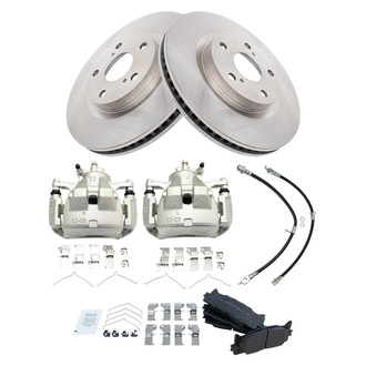 TRQ® - Front Disc Brake Kit with Semi-Metallic Pads, Calipers and Hoses