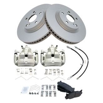 TRQ® - Front Disc Brake Kit with Semi-Metallic Pads, Calipers and Hoses