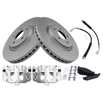 TRQ® - Front Disc Brake Kit with Semi-Metallic Pads, Calipers and Hoses