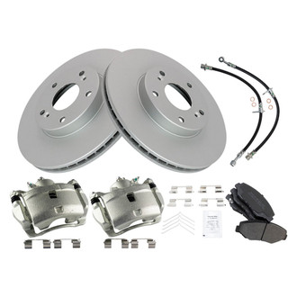 TRQ® - Front Disc Brake Kit with Semi-Metallic Pads, Calipers and Hoses