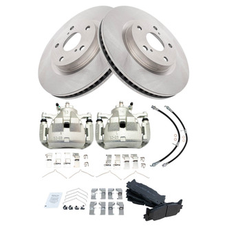 TRQ® - Front Disc Brake Kit with Semi-Metallic Pads, Calipers and Hoses