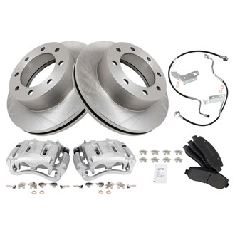 TRQ® - Performance Semi-Metallic Front Brake Kit with Calipers and Hoses