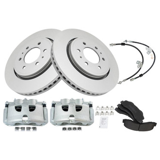 TRQ® - Performance Semi-Metallic Front Brake Kit with Calipers and Hoses