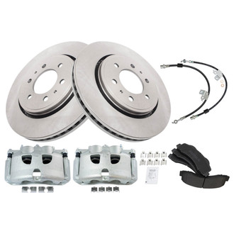 TRQ® - Performance Semi-Metallic Front Brake Kit with Calipers and Hoses