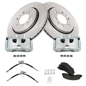 TRQ® - Disc Brake Kit with Semi-Metallic Pads, Calipers and Hoses