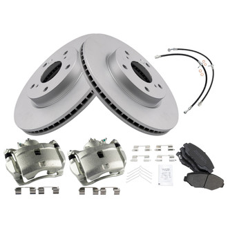 TRQ® - Performance Semi-Metallic Brake Kit with Calipers and Hoses