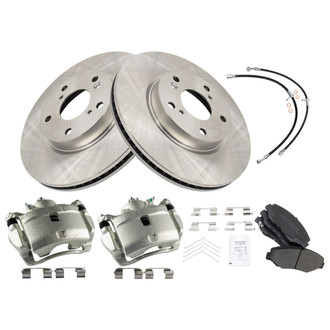 TRQ® - Performance Semi-Metallic Front Brake Kit with Calipers and Hoses
