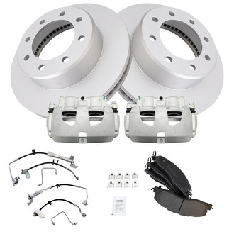 TRQ® - Performance Semi-Metallic Front Brake Kit with Calipers and Hoses