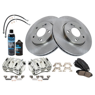 TRQ® - Front Disc Brake Kit with Ceramic Pads, Calipers and Hoses