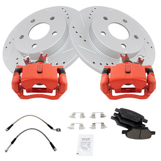 TRQ® - Performance Ceramic Rear Brake Kit with Calipers and Hoses