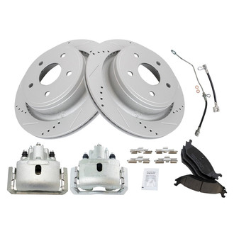 TRQ® - Performance Ceramic Rear Brake Kit with Calipers and Hoses