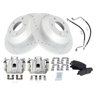 TRQ® - Performance Semi-Metallic Brake Kit with Calipers and Hoses