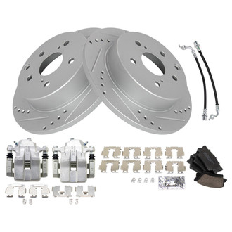 TRQ® - Performance Ceramic Rear Brake Kit with Calipers and Hoses