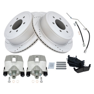 TRQ® - Performance Ceramic Rear Brake Kit with Calipers and Hoses