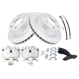 TRQ® - Performance Ceramic Rear Brake Kit with Calipers and Hoses