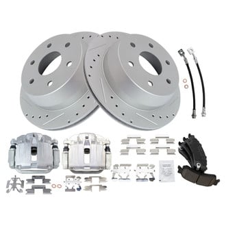 TRQ® - Performance Ceramic Rear Brake Kit with Calipers and Hoses