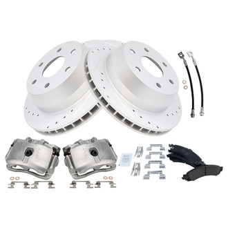 TRQ® - Performance Ceramic Rear Brake Kit with Calipers and Hoses