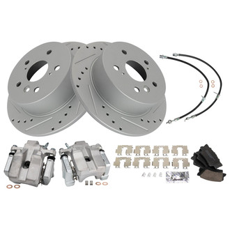 TRQ® - Performance Ceramic Rear Brake Kit with Calipers and Hoses