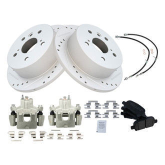 TRQ® - Performance Ceramic Rear Brake Kit with Calipers and Hoses