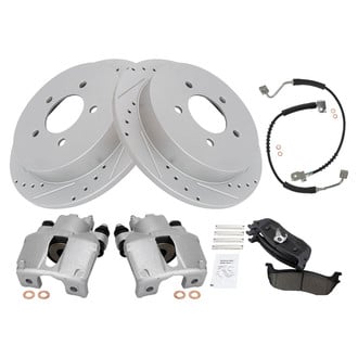 TRQ® - Performance Ceramic Rear Brake Kit with Calipers and Hoses